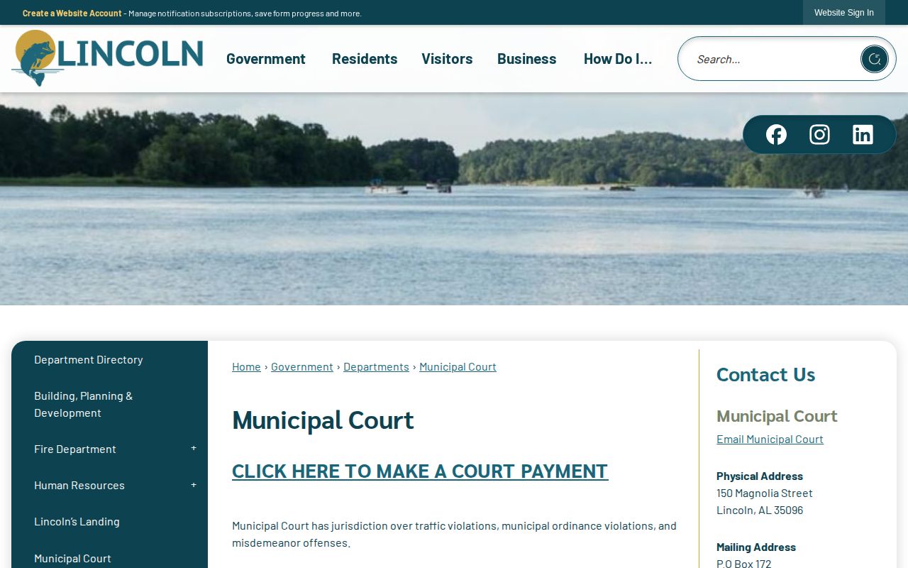 Lincoln Municipal Court source for Lincoln booking and custody records