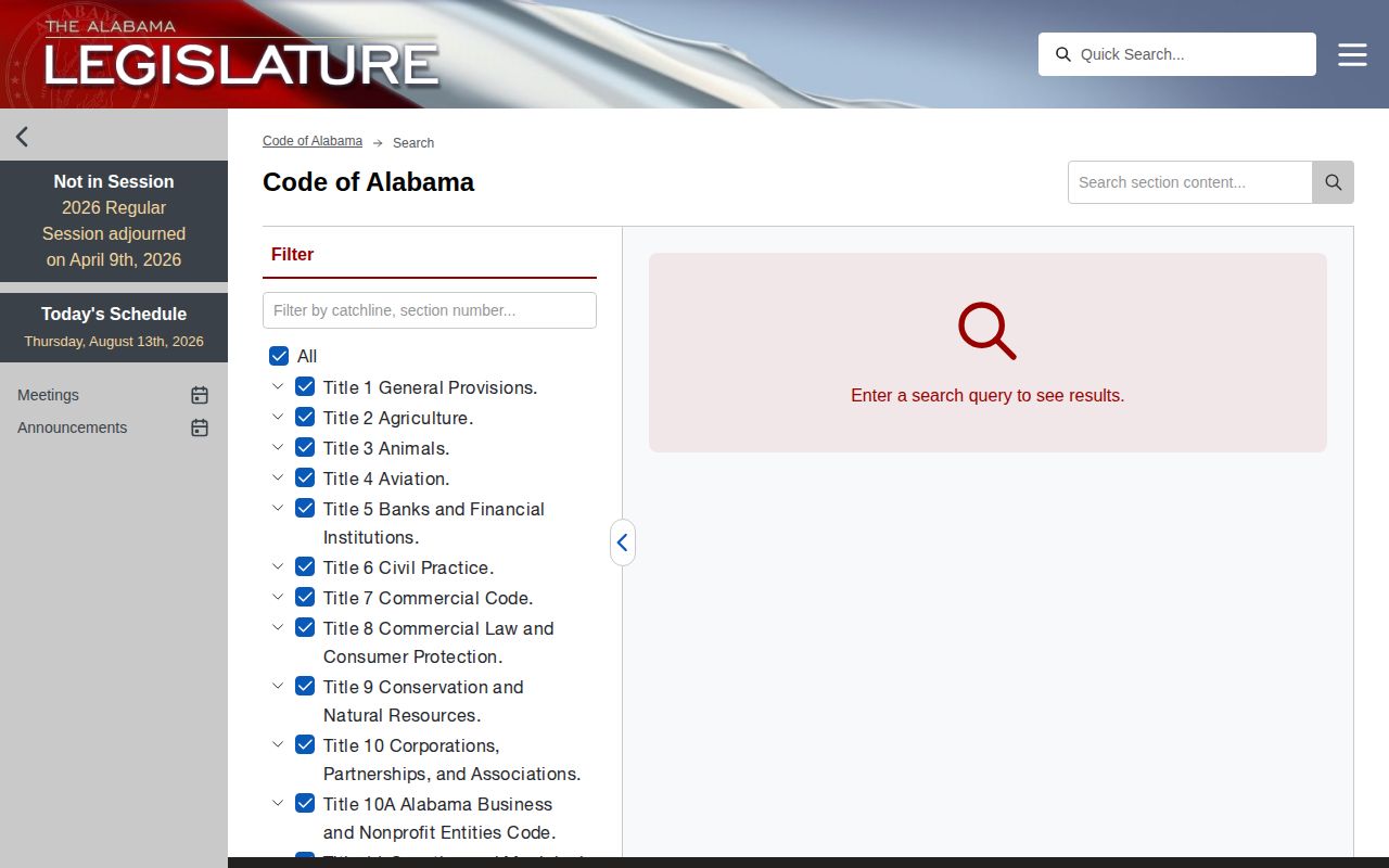 Alabama Code search for Talladega County booking record laws