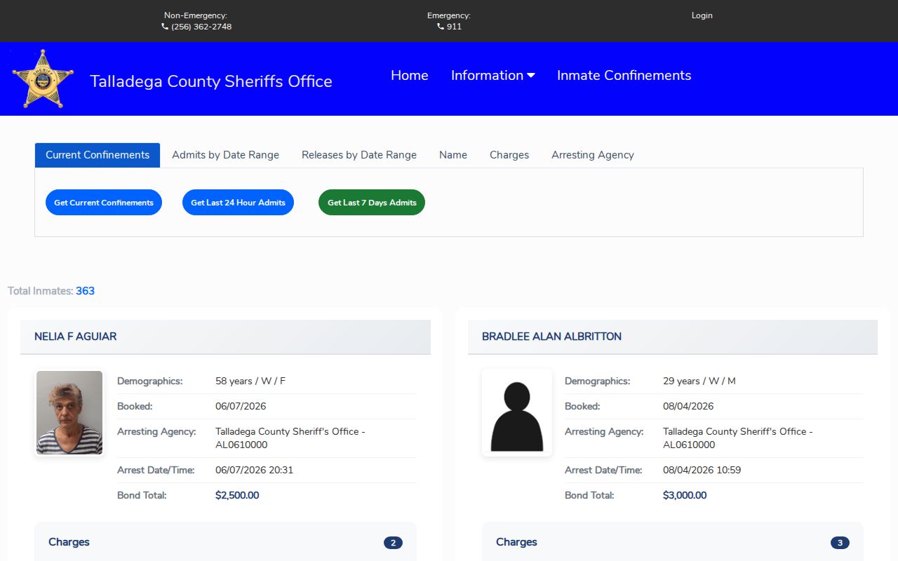 Talladega County busted mugshots official roster and booking feed search